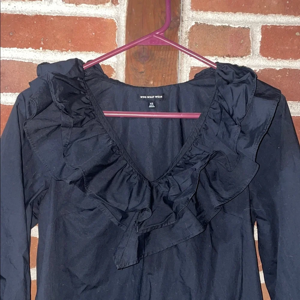 who What Where Long Sleeve Ruffle Dress, size XS - Picture 3 of 5